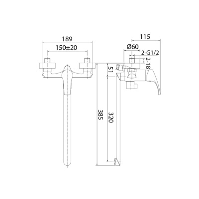 Смеситель для ванны с длинным изливом Milardo Sterm (STESB02M10) фото в интернет-магазине Русалия