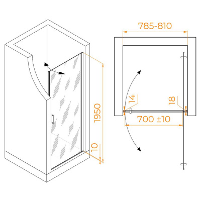 Душевая дверь RGW LE-003B 800, стекло прозрачное, профиль черный фото в интернет-магазине Русалия