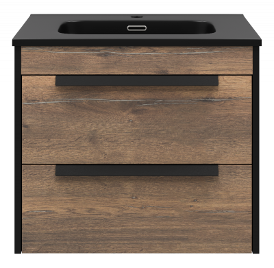 Тумба Monsour 60 подвесная с раковиной CeramaLux 9060MMB 60 (черная) Brevita фото в интернет-магазине Русалия