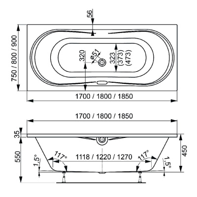 Акриловая ванна VAGNERPLAST BRIANA 170x75 VPBA170BRI2X-04 фото в интернет-магазине Русалия