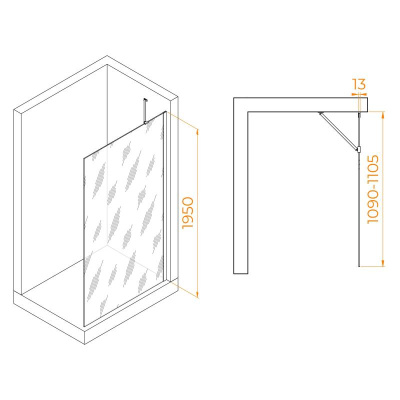 Душевая перегородка RGW WA-110B 1100, стекло прозрачное, профиль черный фото в интернет-магазине Русалия