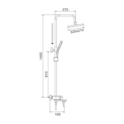 Душевая система Shevanik S4226T, оружейная сталь фото в интернет-магазине Русалия