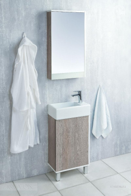 Тумба под раковину AQUATON Эмма белый, дуб наварра 1A221601EAD80 фото в интернет-магазине Русалия