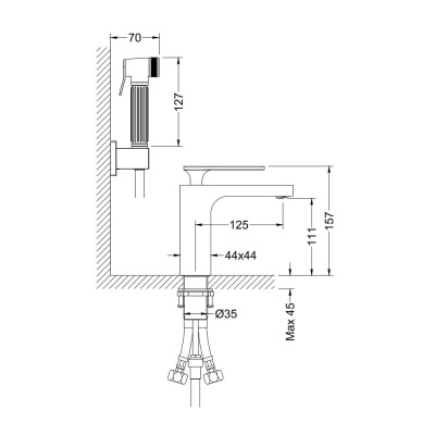 Смеситель для раковины с гигиеническим душем Timo Torne 4360/03G черный фото в интернет-магазине Русалия