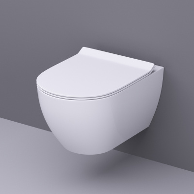 BOND F01-10 Унитаз подвесной безободковый белый с сиденьем с микролифтом фото в интернет-магазине Русалия