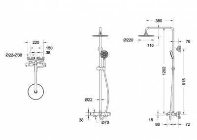 Душевая система с термостатом на ванну Waterfall F639114C-A2-RUS Bravat фото в интернет-магазине Русалия