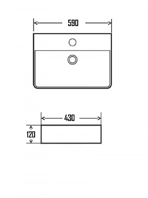 AQM5004 Раковина настольная с отверстием под смеситель. 590х430х120 фото в интернет-магазине Русалия