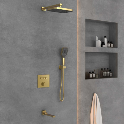 Душевой комплект VSFW-4311BG встраиваемый, 3 режима, брашированное золото Vincea фото в интернет-магазине Русалия