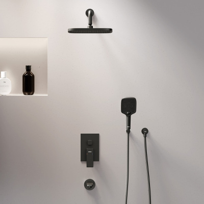 953510300 Gala встраиваемая душевая система со смесителем и изливом, чёрный Damixa фото в интернет-магазине Русалия