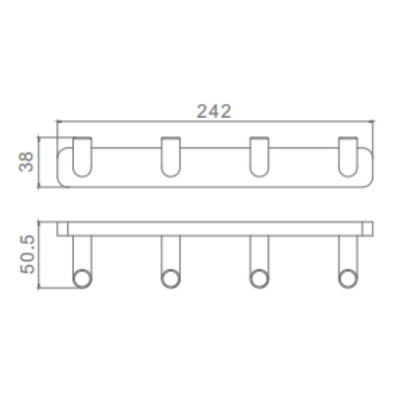 Планка с 4 крючками Raglo R320.054.09, графит фото в интернет-магазине Русалия