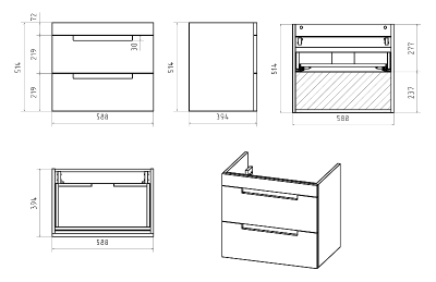 Тумба Ariana 60 подвесная (капучино) с раковиной Misty EVVA 60 Brevita фото в интернет-магазине Русалия