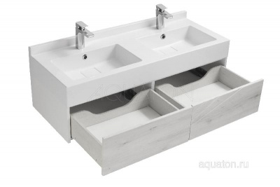 Тумба под раковину AQUATON Сакура 120 ольха наварра, белый глянец 1A219701SKW80 фото в интернет-магазине Русалия