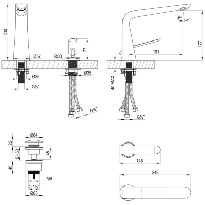 Смеситель Lemark Melange для раковины, встраиваемый (LM4936CW) фото в интернет-магазине Русалия