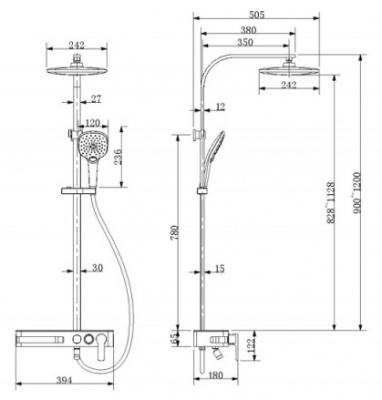 Душевая система со смесителем на ванну Meissen F6277312CP-A-EN Bravat фото в интернет-магазине Русалия