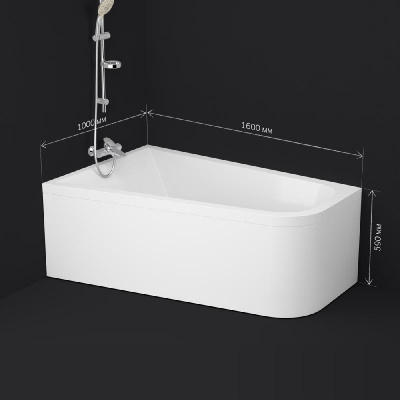 W72A-160L100W-A2 Ванна акриловая spirit  ассиметричная 160x100, без слива/перелива, левосторонняя Am.Pm фото в интернет-магазине Русалия