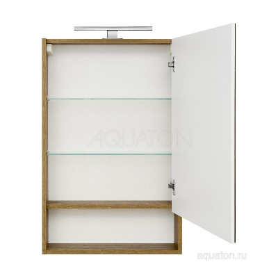 Зеркальный шкаф AQUATON Сканди 55 белый, дуб рустикальный 1A252102SDZ90 фото в интернет-магазине Русалия