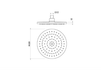Круглый верхний душ  220*12 мм AQUATEK, матовый черный AQ2086MB фото в интернет-магазине Русалия