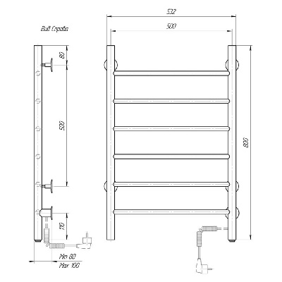 Электрический полотенцесушитель Классик  черный DMT 109-6 50х80 ЧРН EK R фото в интернет-магазине Русалия