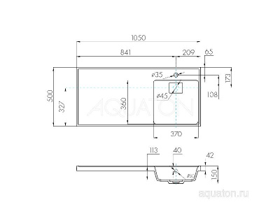 Раковина AQUATON Лондри 1050 белая правая 1A72223KLH010 фото в интернет-магазине Русалия