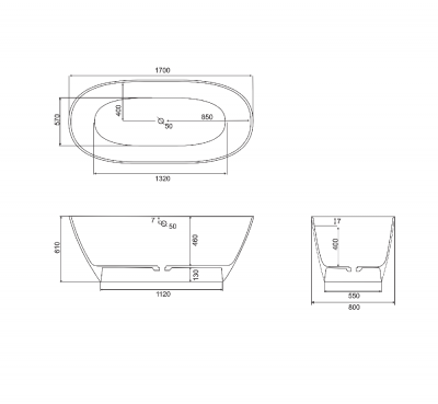 Ванна из искусственного камня Olivia Lux MAT 170х80 GreenStone фото в интернет-магазине Русалия