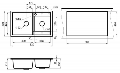 Кухонная мойка GRANULA (8201, СЛАНЕЦ) фото в интернет-магазине Русалия