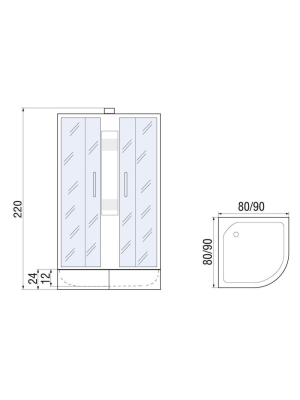 Душевая кабина NARA LIGHT Б/К XL 90/24 MT 90*90*220 10000006217 River фото в интернет-магазине Русалия