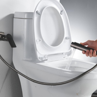 Гигиенический душ со смесителем Shevanik S4105T-1, оружейная сталь фото в интернет-магазине Русалия