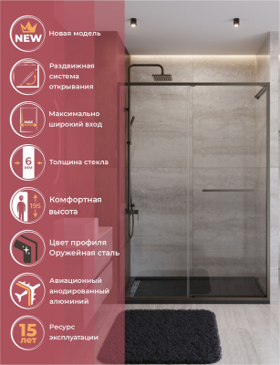 Душевая дверь CEZARES LUX-B-FS-11-140-C-GM фото в интернет-магазине Русалия