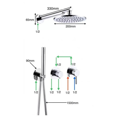 Душевая система встраиваемая (без излива) Grocenberg GB5090BG, графит фото в интернет-магазине Русалия