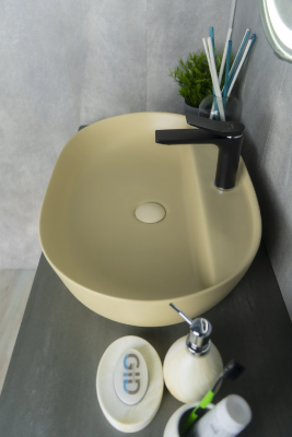 Раковина накладная овальная Sr1346 капучино матовый GID фото в интернет-магазине Русалия