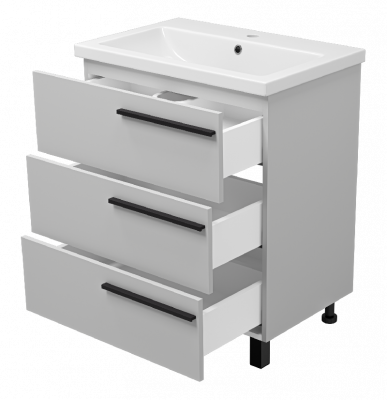 Тумба Ненси 70 (серая) с раковиной Cersanit Como 70 Misty фото в интернет-магазине Русалия