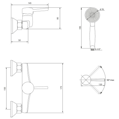 Смеситель Славен для душа Город Д (СЛ-ОД-Д40) фото в интернет-магазине Русалия