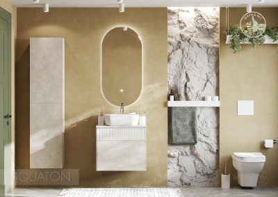 Тумба под раковину AQUATON Марбл 60 слэйт, белый матовый 1A276101MH4C0 фото в интернет-магазине Русалия