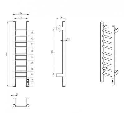 Полотенцесушитель электрический WONZON & WOGHAND BONN, Черный матовый (WW-AL4092-MB) фото в интернет-магазине Русалия