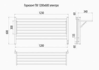 Электрический полотенцесушитель Горизонт П8 1200х600  4670078543332 Terminus фото в интернет-магазине Русалия
