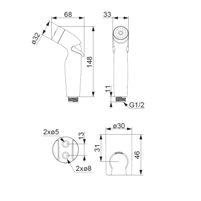 760550100 Гигиенический душ с держателем, хром фото в интернет-магазине Русалия