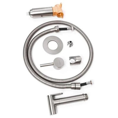 Гигиенический душ со смесителем встраиваемый Hansberge H3099NK, никель фото в интернет-магазине Русалия