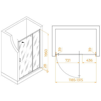Душевая дверь RGW PA-008 1200, стекло прозрачное, профиль хром фото в интернет-магазине Русалия