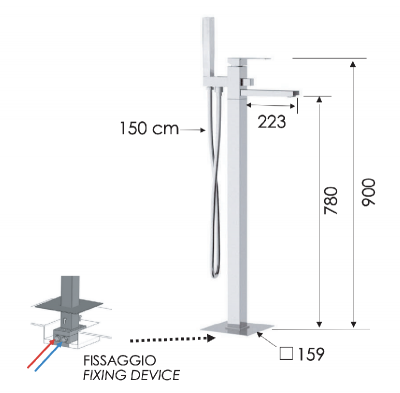 Смеситель для ванны Remer Qubika Q08 фото в интернет-магазине Русалия