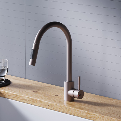 D3007511 Logic Кухонный смеситель  с вытягивающимся изливом, сатин фото в интернет-магазине Русалия