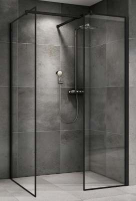 Душевой уголок ABBER Immer Offen AG67128B 80х120 прямоугольный, профиль черный, прозрачное стекло фото в интернет-магазине Русалия