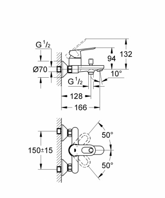 Смеситель для ванны BauLoop 32815000 Grohe фото в интернет-магазине Русалия