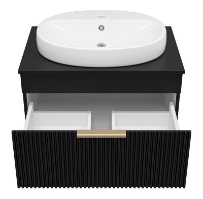 Тумба Enfida 70 подвесная (черная) с раковиной Ekokerama Doppia 65 Brevita фото в интернет-магазине Русалия