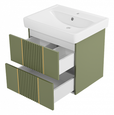 Тумба Vega 60 подвесная (зеленая) с раковиной Dreja Q 60 Brevita фото в интернет-магазине Русалия