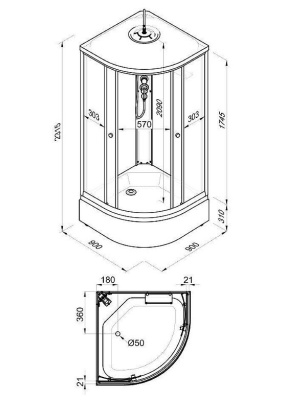 Душевая кабина Мозаика 90*90 В (7 мест+сифон D50) Щ0000061846 Тритон фото в интернет-магазине Русалия