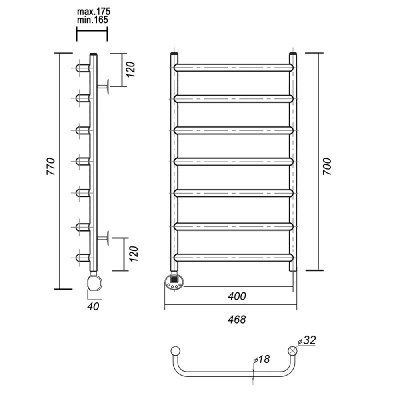 Электрический полотенцесушитель Стефано П7 400x700 EL, хром Domoterm фото в интернет-магазине Русалия