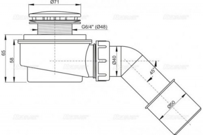 Сифон для душевого поддона A471 CR-50 AlcaPlast фото в интернет-магазине Русалия