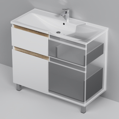 M85AFSX1002WG X-Joy, База под раковину, напольная, 100 см, 2 ящика, белый глянец Am.Pm фото в интернет-магазине Русалия