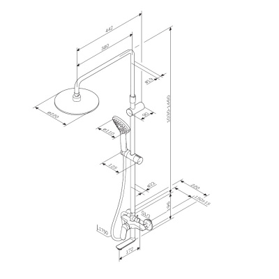 F0785C922 Sunny,душ.система,набор:см-ль д/ванны/душа,верхний душ d220 мм, ручной душ 110 мм, 1 функц фото в интернет-магазине Русалия