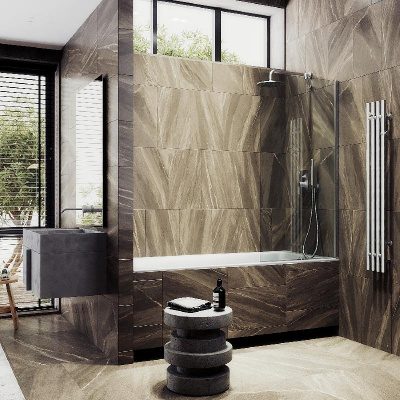 Неподвижная шторка для ванны в широком профиле 60 см, стекло прозрачное, профиль хром матовый MGV-59-5ш Maybah Glass фото в интернет-магазине Русалия